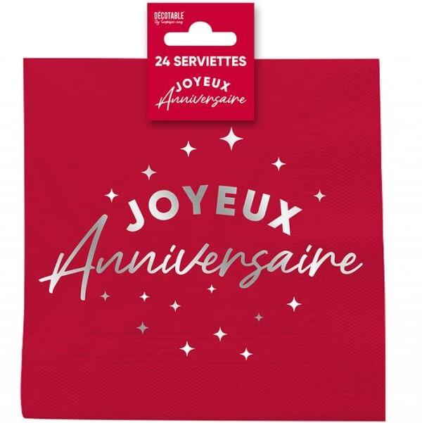 Stam24 serviette de table joyeux anniversaire papier 2 plis rouge