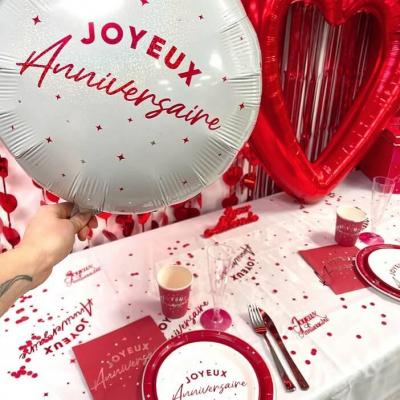 Stam24 serviette de table joyeux anniversaire papier 2 plis rouge