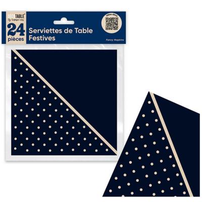 Stfb serviette de table elegante pois bleu marine