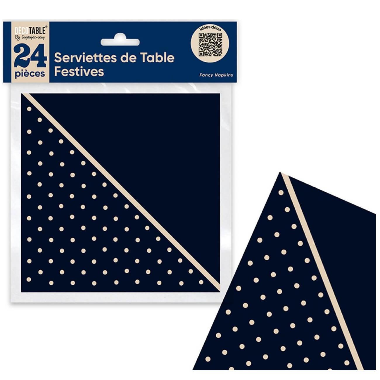 Stfb decoration serviette de table elegante pois bleu marine