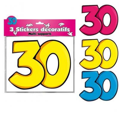 3 Stickers: Anniversaire 30ans (x1) REF/DSA03