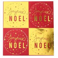 Stickers autocollant rond joyeux noel rouge et or pour emballage cadeaux