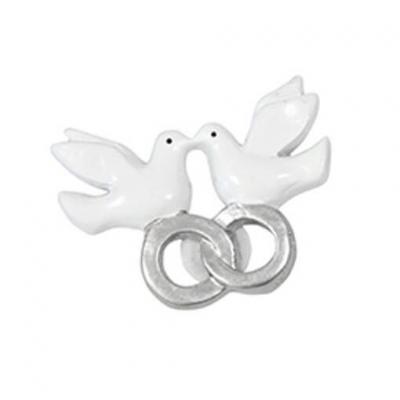 Stickers colombes avec alliances blanc et argent