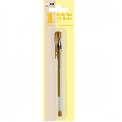 Stylo avec gel paillete or dore