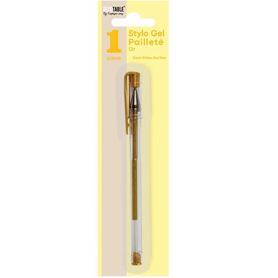 Stylo avec gel paillete dore or