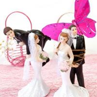 Suj4955 figurine gateau mariage en resine couple de maries humoristique