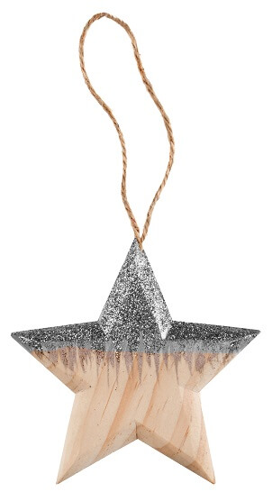 Suspension etoile pailletee naturel et argent