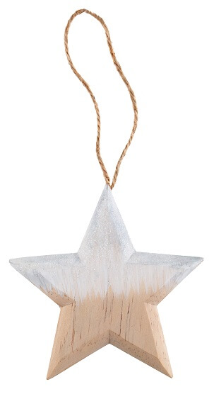 Suspension etoile pailletee naturel et blanche