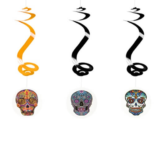 Suspension spirale halloween tete mexicaine