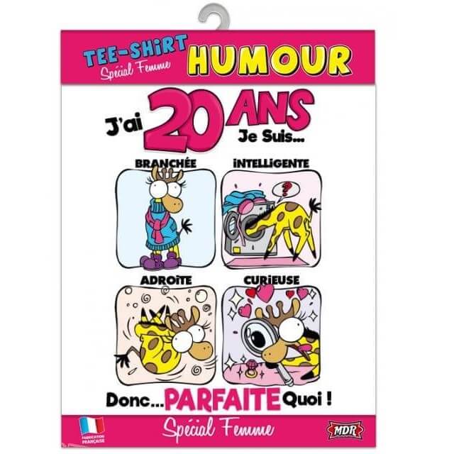 T shirt anniversaire femme 20ans cadeau