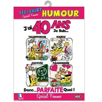 Cadeau de fete avec t shirt anniversaire 40 ans pour femme