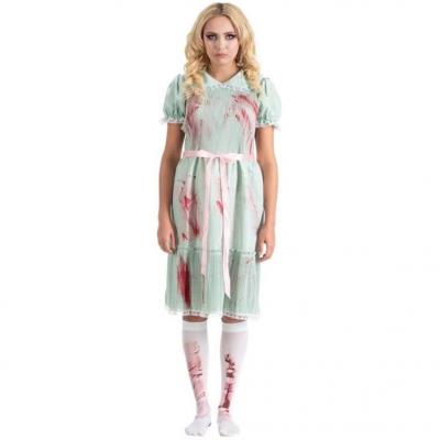 Costume robe Shining Twins ensanglantée avec des bas REF/H4247 (Déguisement Halloween femme taille L)
