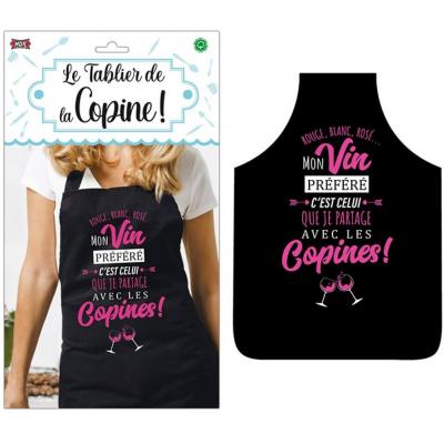 1 Tablier femme: Mon vin préféré REF/TBCF01 (Cadeau fête adulte humoristique)