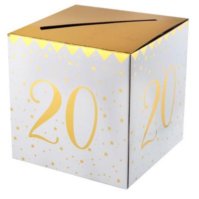 Tirelire anniversaire 20ans blanche et or