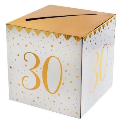 Tirelire anniversaire 30ans blanche et or