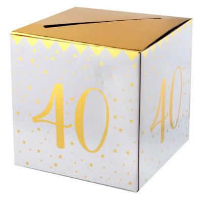 Tirelire anniversaire 40ans blanche et or