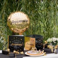 Tirelire joyeux anniversaire noir et dore metallise