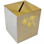 Tirelire urne Ginkgo en effet kraft naturel et doré or métallique (x1) REF/ACM651