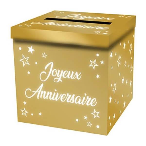 URNE JOYEUX ANNIVERSAIRE PAILLETTEE OR - Festivitré