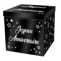 Tirelire urne joyeux anniversaire noir metallique