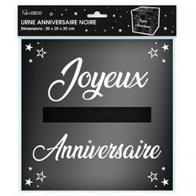 Tirelire urne joyeux anniversaire noir metallique