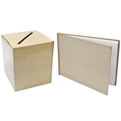 Pack de 1 Livre d'or et 1 tirelire urne avec effet Kraft naturel REF/ACM610-ACM611