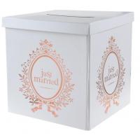Tirelire urne mariage just married rose gold et blanche
