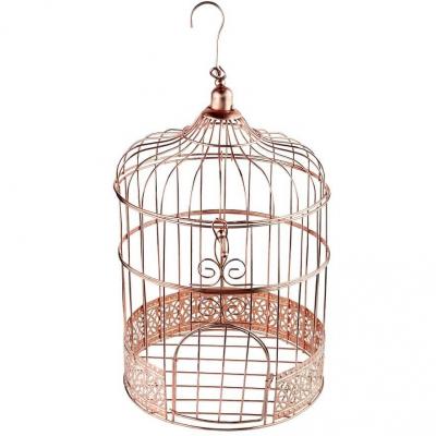 Tirelire urne cage à oiseau rose gold métallique (x1) 20 x 31cm REF/6202