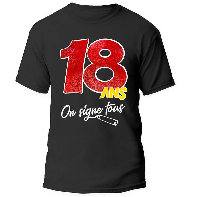 Cadeau de fête T-shirt anniversaire dédicace 18ans R/TSOSS202