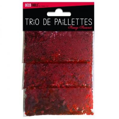 Trio de paillettes rouge