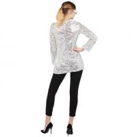 Tunique adulte femme argent sequins s m