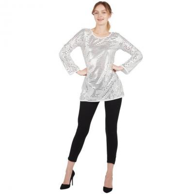 Tunique avec sequins décoratifs en argent pour femme en S/M (x1) REF/22815