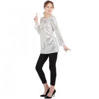 Tunique adulte femme argent sequins taille lxl