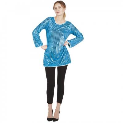 Tunique avec sequins décoratifs en bleu pour femme en S/M (x1) REF/22824