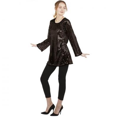 Tunique femme taille l xl noir disco annee 80