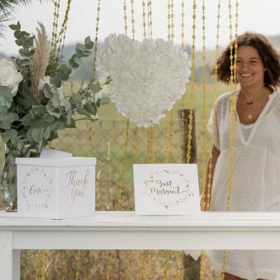 Tirelire mariage doree et blanche