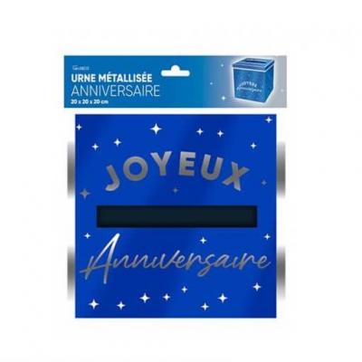 Urne24bl tirelire urne bleue joyeux anniversaire