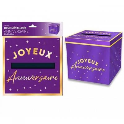 Urne24vl tirelire urne joyeux anniversaire violet astral
