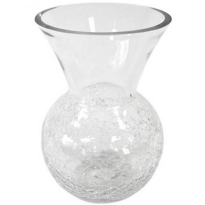 Vase transparent arrondi avec base craquelée 23cm (x1) REF/VER2020