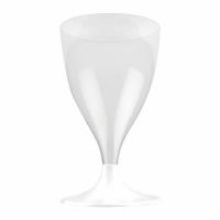 Verre a pied blanc en plastique reutilisable