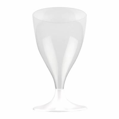 Verre à pied blanc en plastique réutilisable de 200ml (x10) REF/57593