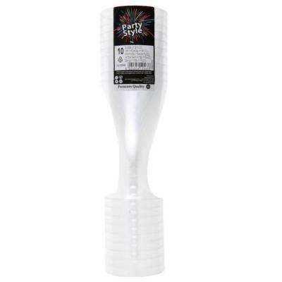 Verre a pied dore or en plastique reutilisable