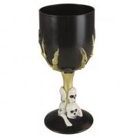 Verre a pied noir halloween pirate tete de mort crane