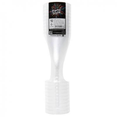 Verre a pied plastique reutilisable gris argent