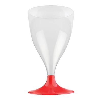 Verre à pied rouge en plastique réutilisable de 200ml (x10) REF/57593