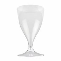 Verre a pied tranparent en plastique reutilisable