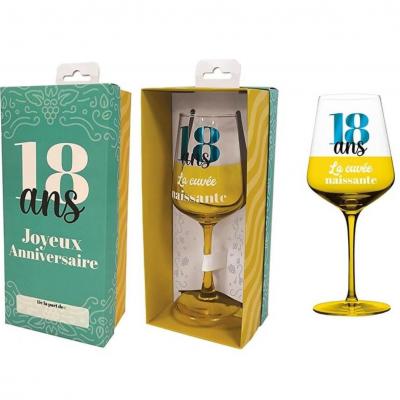 Vve2501 cadeau fete anniversaire 18ans verre a vin