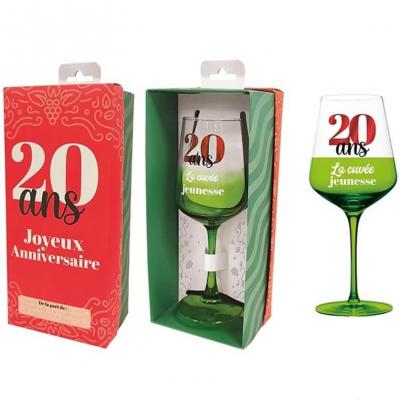 Vve2502 cadeau verre a vin avec coffret anniversaire 20ans
