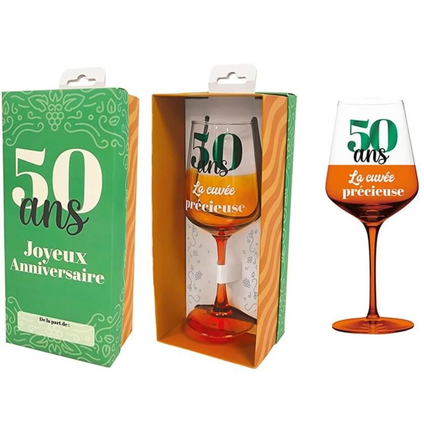 Vve2505 cadeau verre a vin avec coffret anniversaire 50ans