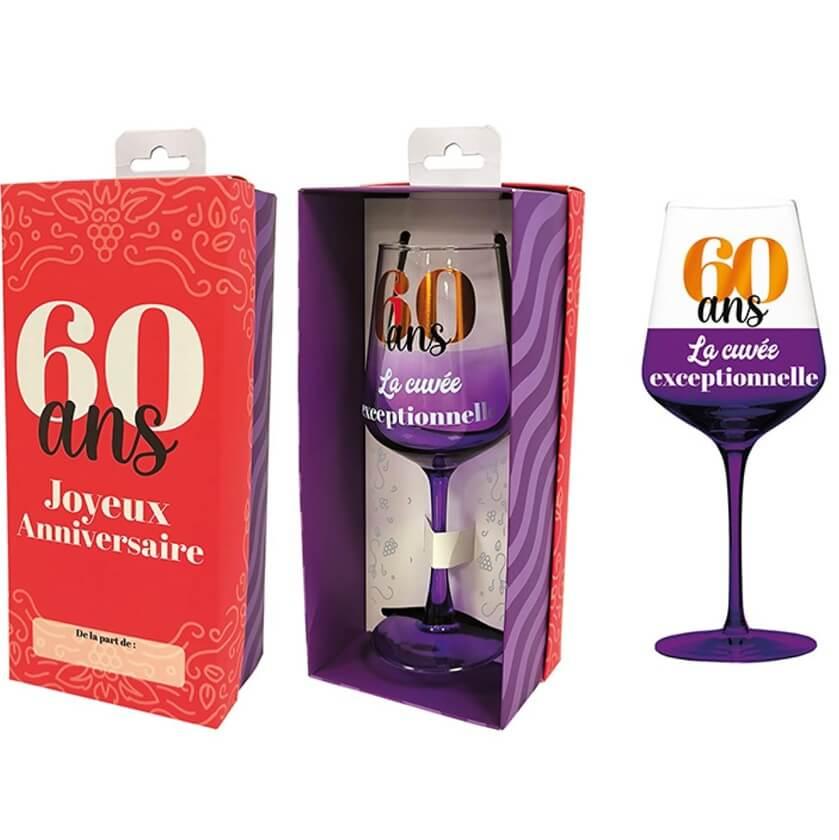 Vve2506 cadeau verre a vin avec coffret anniversaire 60ans